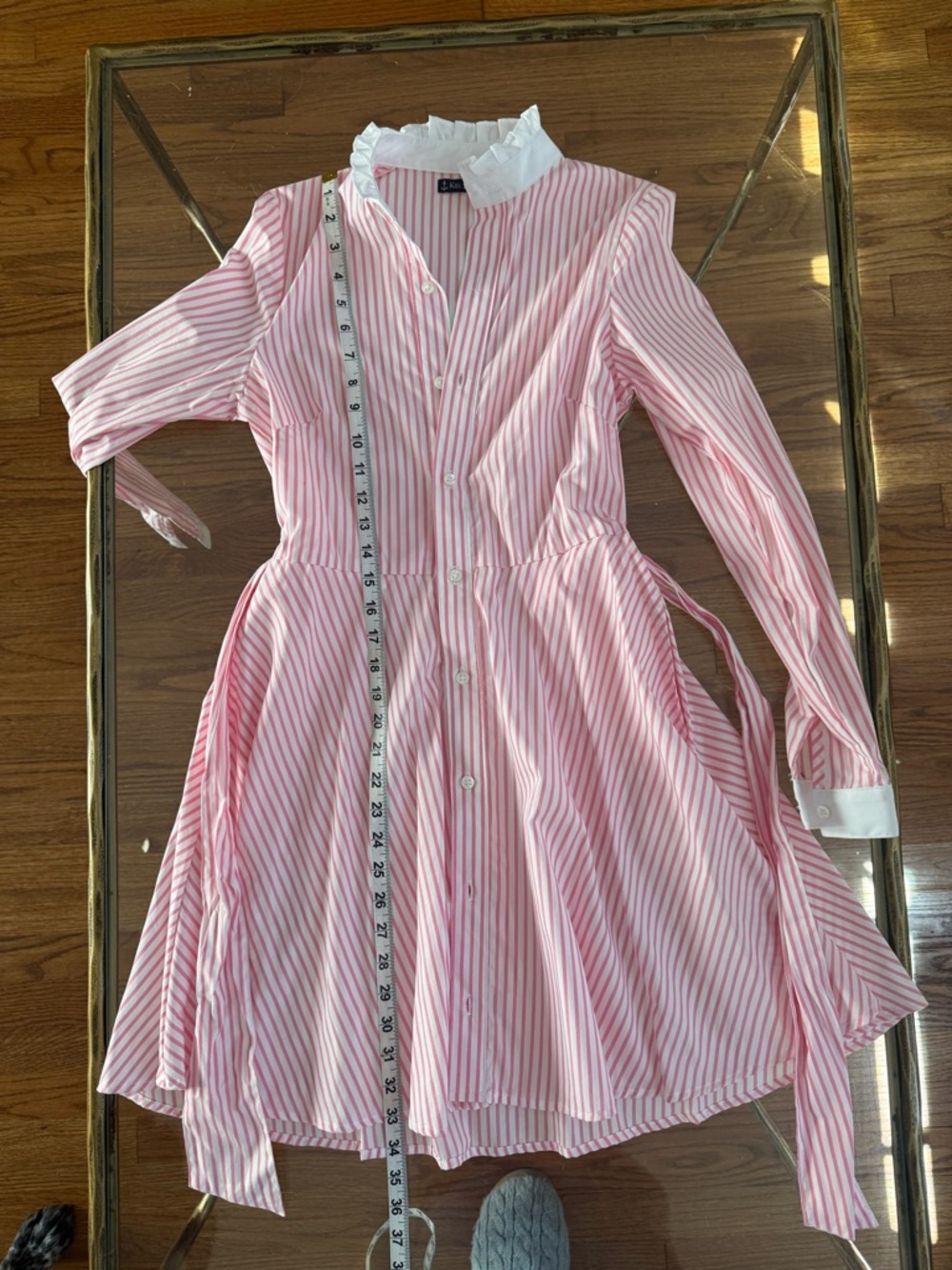 Kiel James Patrick KJP Oxford Striped Shirtdress Midi Pink / White XS - Picture 9 of 13